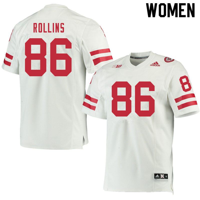 Women #86 AJ Rollins Nebraska Cornhuskers College Football Jerseys Sale-White